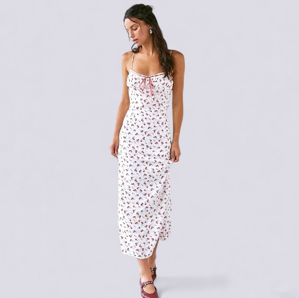 NWT Urban Outfitters White Floral Midi Dress-- SOLD OUT ONLINE